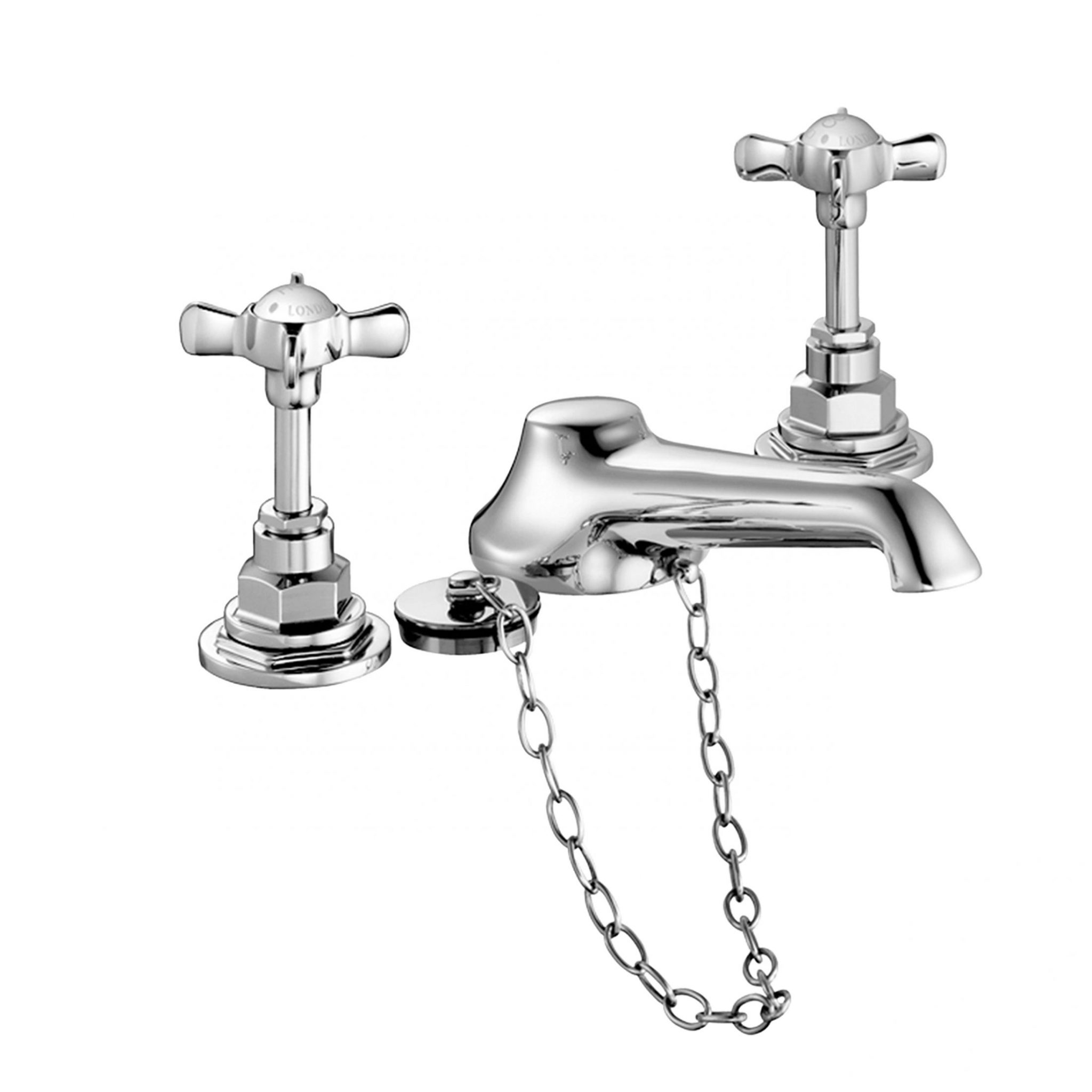 Edwardian Cross Tops or Lever Handles Basin Mixer (Plug + Chain)