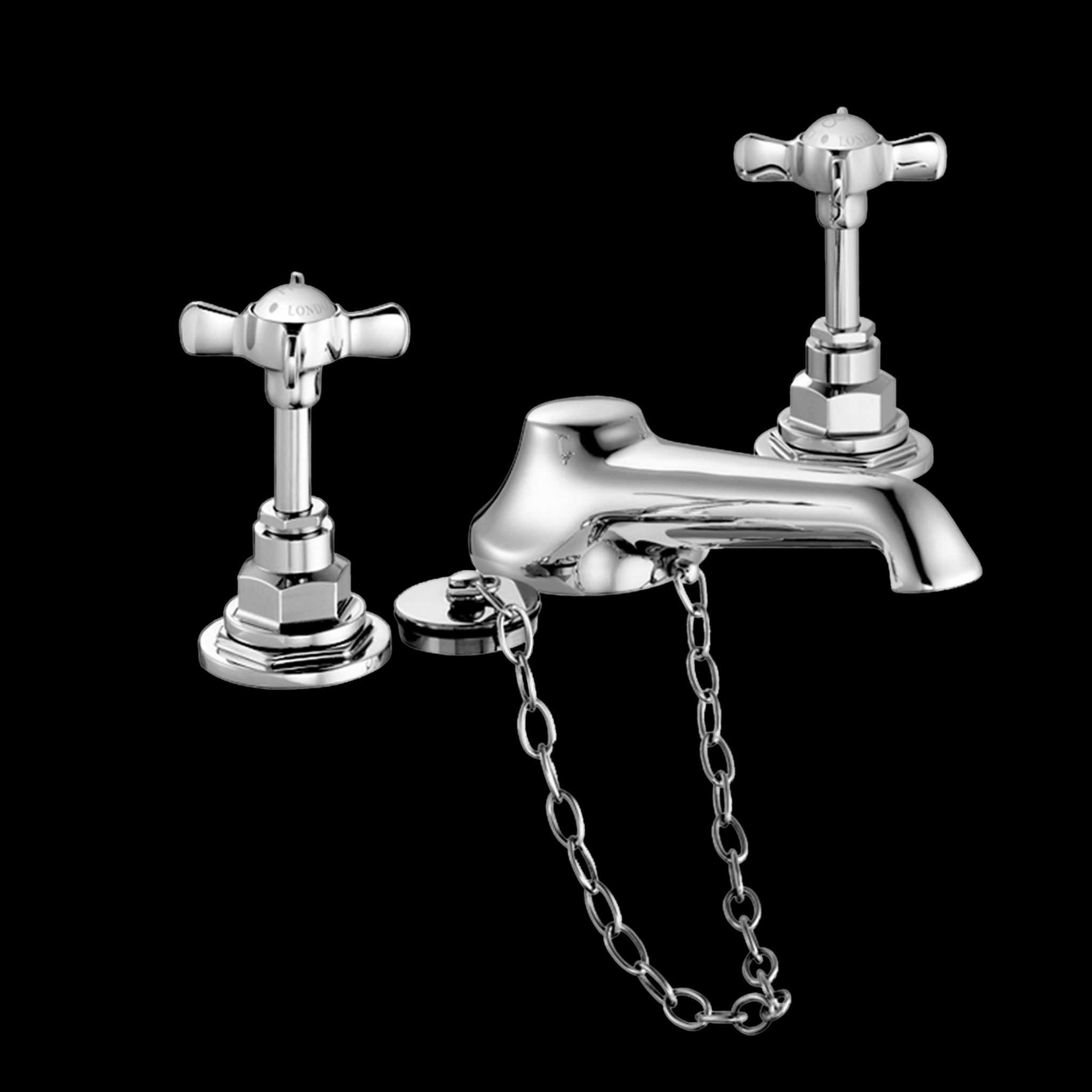 Edwardian Cross Tops or Lever Handles Basin Mixer (Plug + Chain) - Image 2