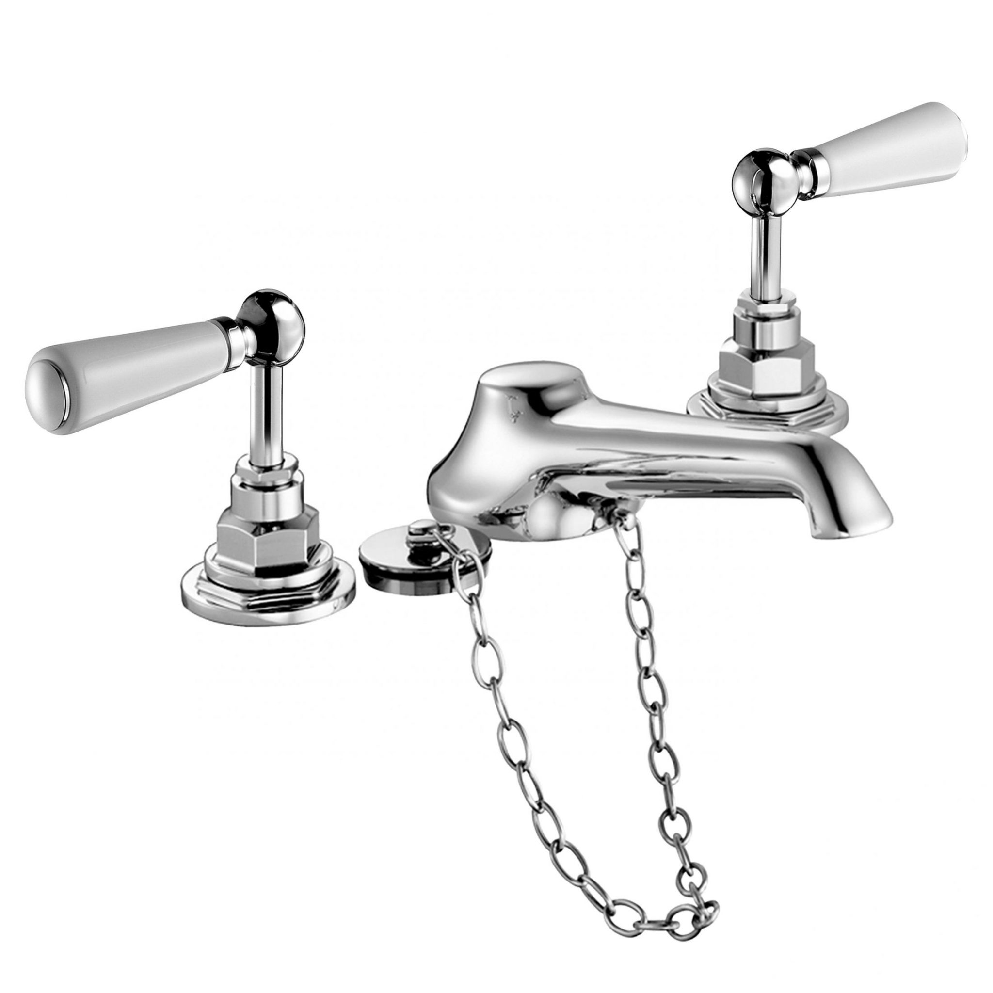 Edwardian Cross Tops or Lever Handles Basin Mixer (Plug + Chain) - Image 3