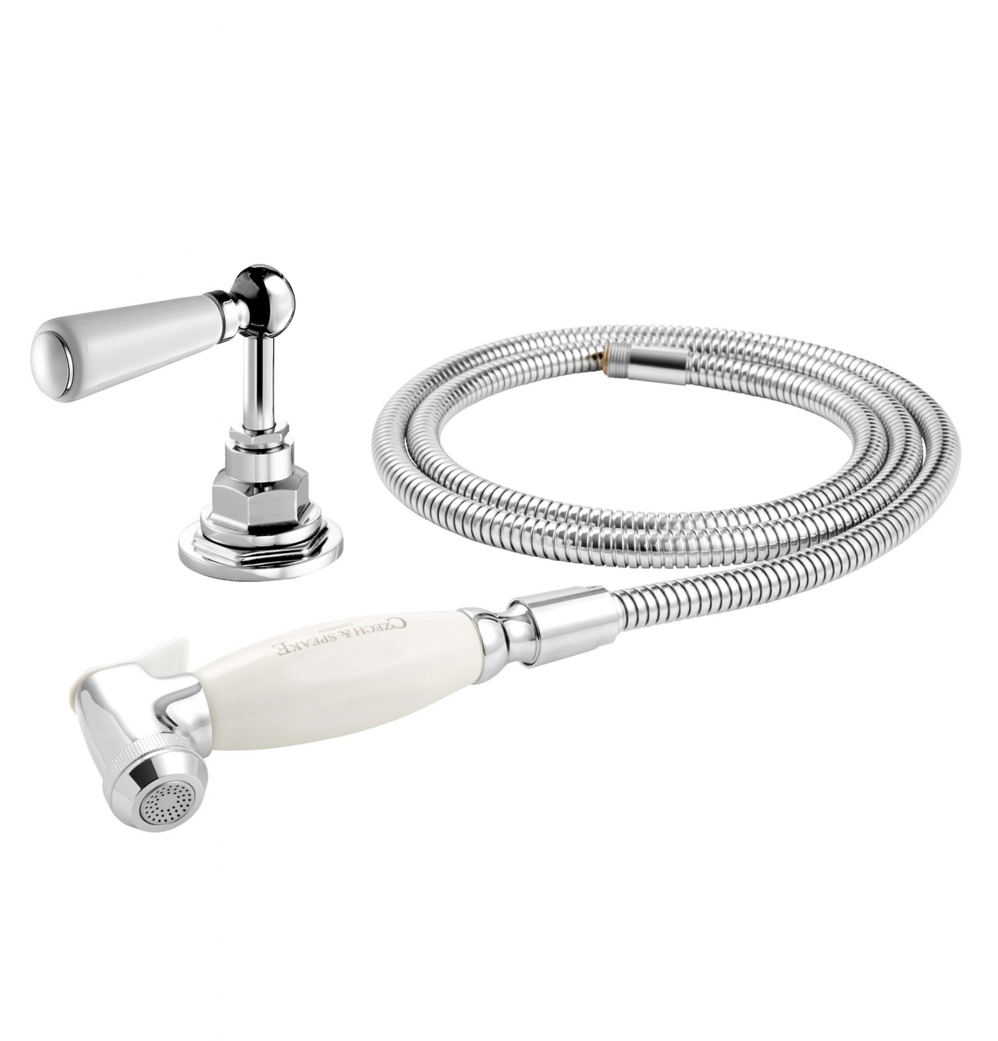 Edwardian Kitchen Rinse with Hose and Lever or Cross Top Deck Valve