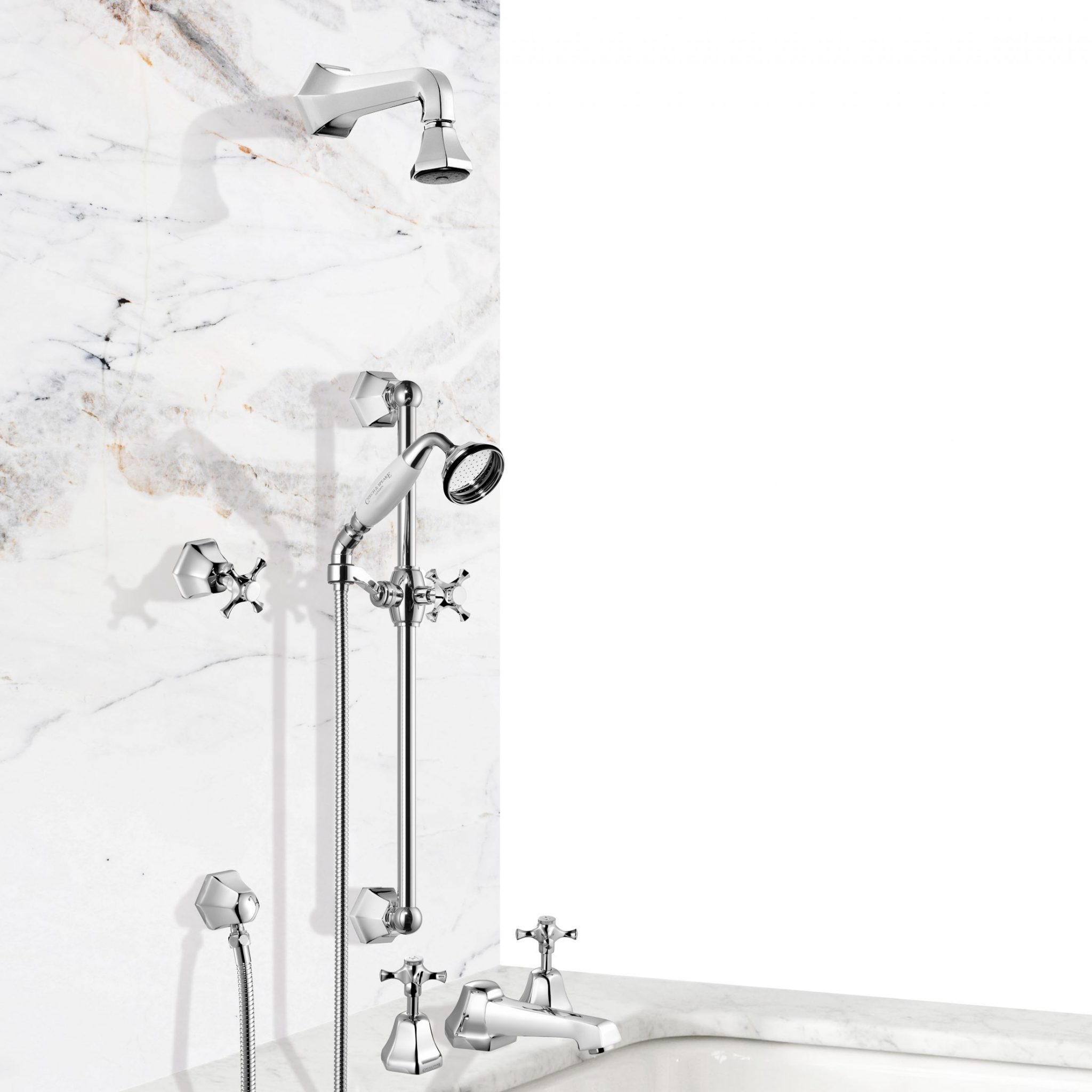 Complete Cubist Bath Shower Mixer - Deck Mounted