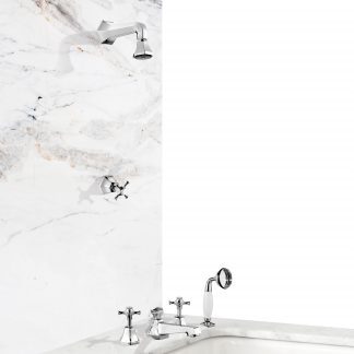 Complete Cubist Bath Shower Set with Hand Shower - Deck Mounted